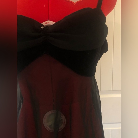 🎁 2 For $30 Black Velvet And Sheer Babydoll / Teddy With Rhinestone - Picture 4 of 11